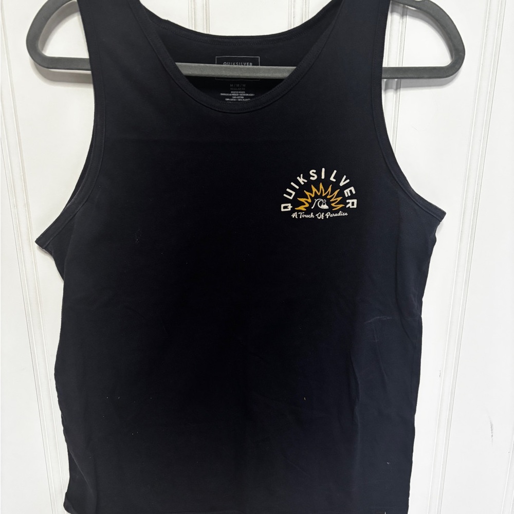 Quiksilver Black Tee with White Logo Print